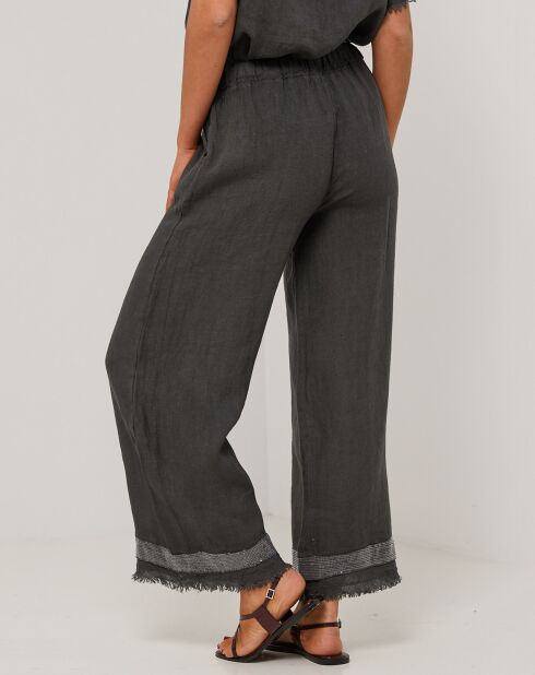 Laura zwarte broek van 100% linnen