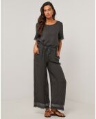 Pantalon 100% Lin Laura noir