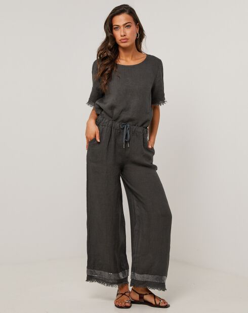 Pantalon 100% Lin Laura noir