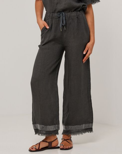 Laura zwarte broek van 100% linnen