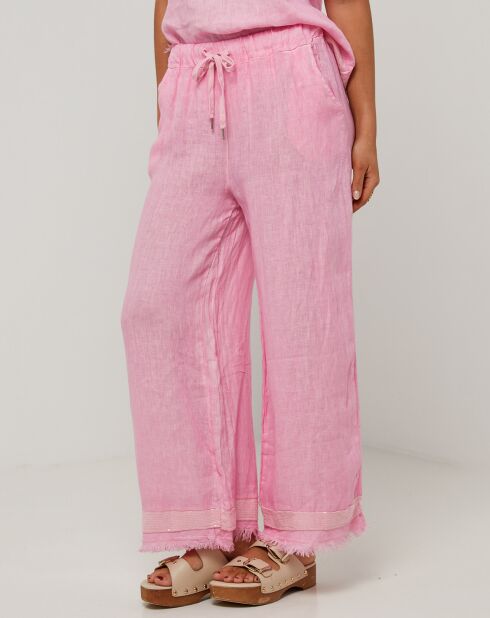 Pantalon 100% Lin Laura rose