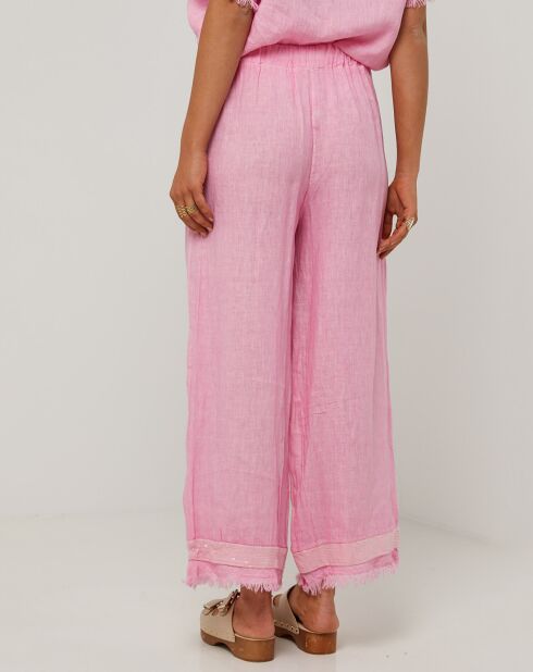 Pantalon 100% Lin Laura rose
