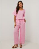 Pantalon 100% Lin Laura rose