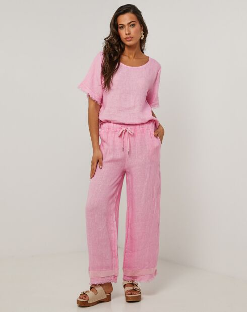 Pantalon 100% Lin Laura rose