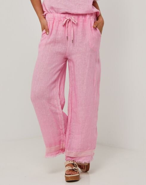 Pantalon 100% Lin Laura rose