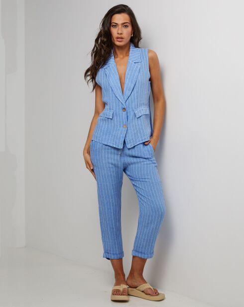 Veste 100% Lin Elise bleu indigo