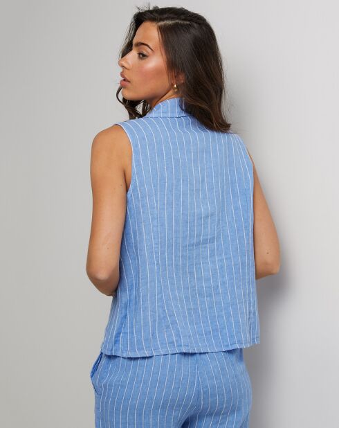 Veste 100% Lin Elise bleu indigo