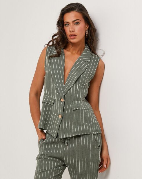 Kaki groene Elise jas van 100% linnen