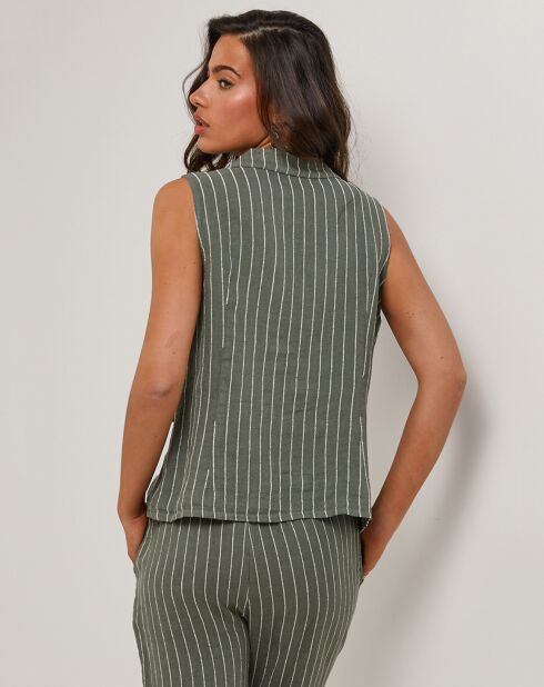Veste 100% Lin Elise vert kaki