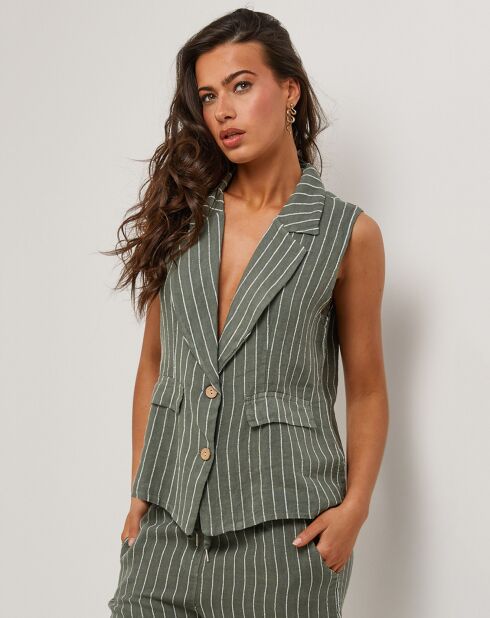 Kaki groene Elise jas van 100% linnen