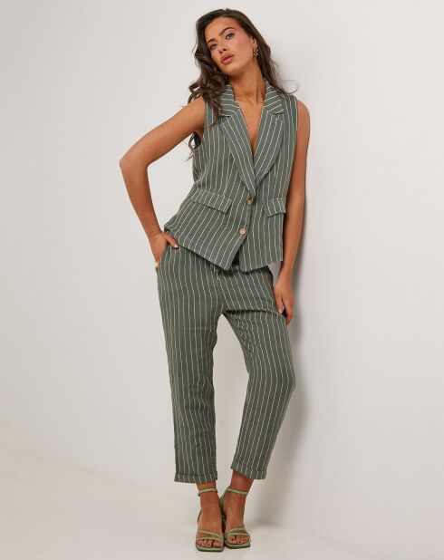 Kaki groene Elise jas van 100% linnen