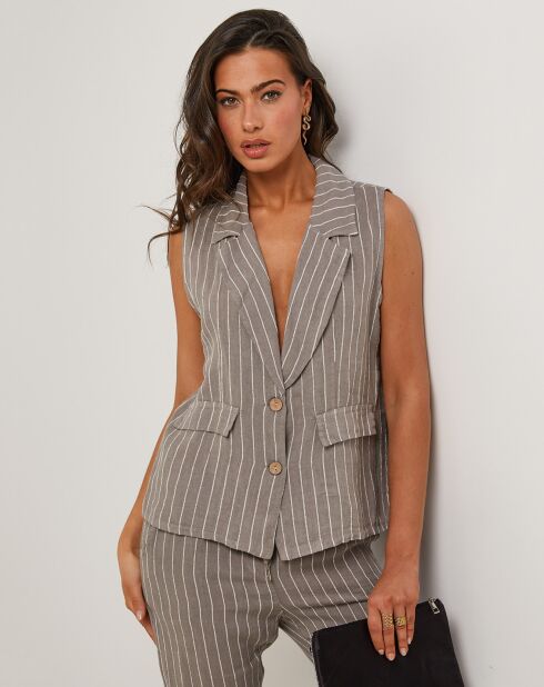 Taupefarbene Jacke Elise aus 100% Leinen