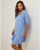Robe 100% Lin Sacha bleu indigo