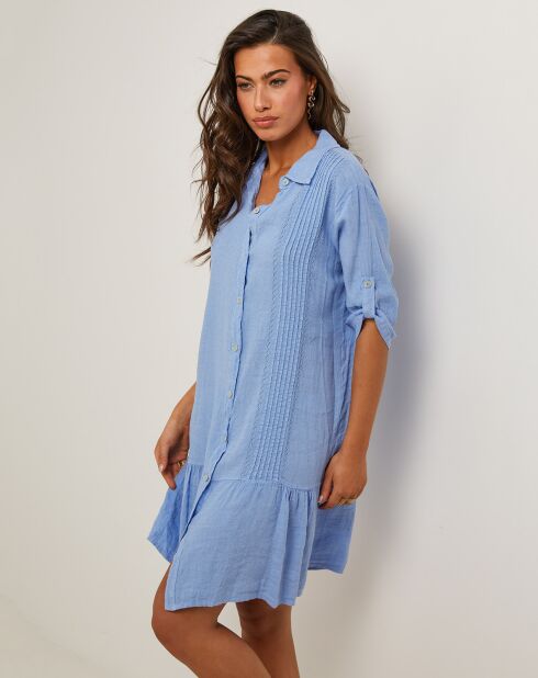 Robe 100% Lin Sacha bleu indigo