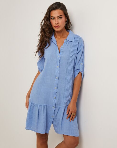 Robe 100% Lin Sacha bleu indigo