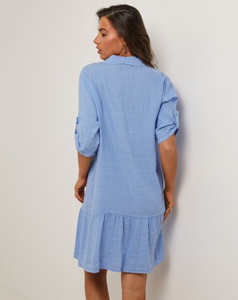 Robe 100% Lin Sacha bleu indigo