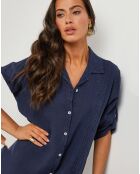 Robe 100% Lin Sacha bleu marine