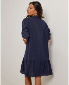 Robe 100% Lin Sacha bleu marine