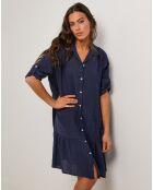 Robe 100% Lin Sacha bleu marine