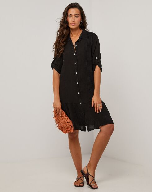 Sacha zwarte jurk van 100% linnen