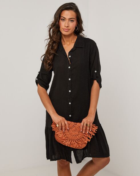 Sacha zwarte jurk van 100% linnen