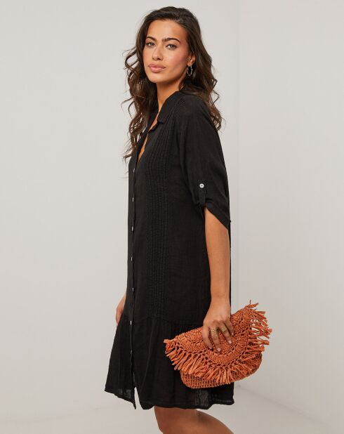 Sacha zwarte jurk van 100% linnen