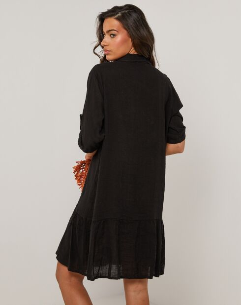 Sacha zwarte jurk van 100% linnen