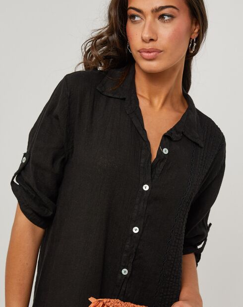 Sacha zwarte jurk van 100% linnen