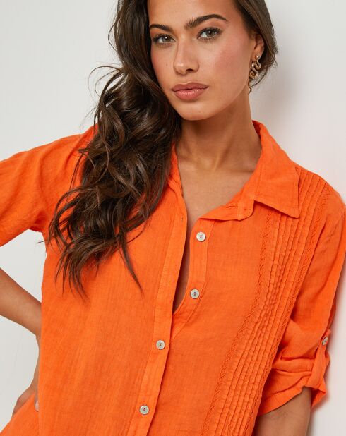 Sacha orangefarbenes Kleid aus 100% Leinen