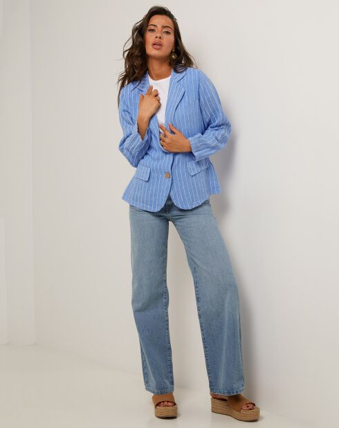 Veste 100% Lin Julie bleu indigo