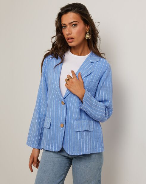 Veste 100% Lin Julie bleu indigo