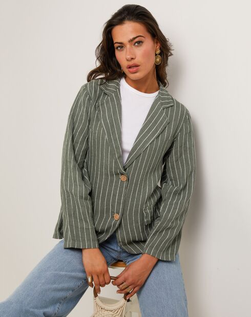 Veste 100% Lin Julie vert kaki