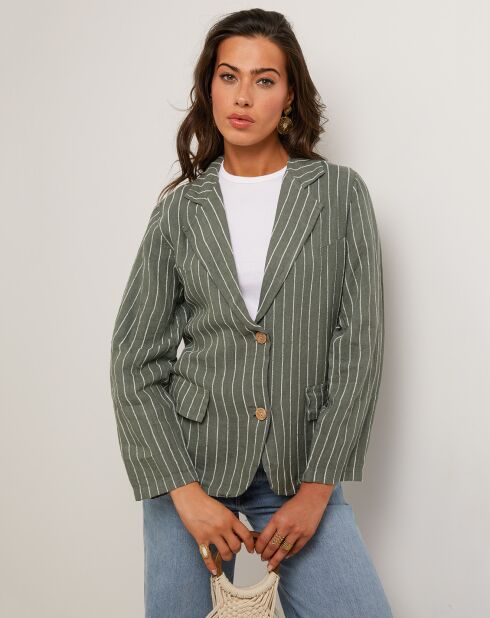 Veste 100% Lin Julie vert kaki