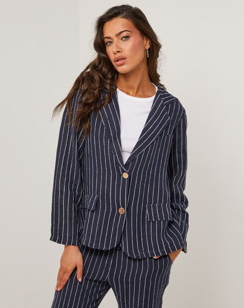 Veste 100% Lin Julie bleu marine