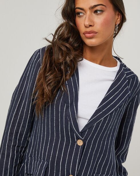 Veste 100% Lin Julie bleu marine