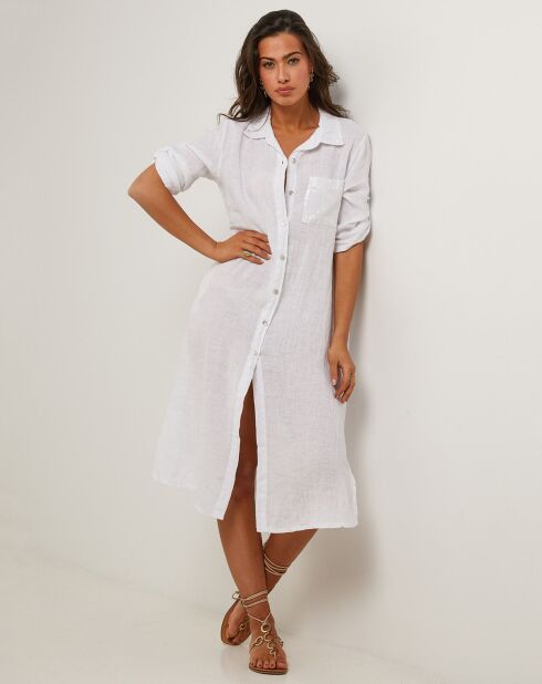 Manon weißes Kleid aus 100% Leinen