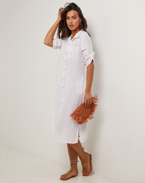 Manon weißes Kleid aus 100% Leinen