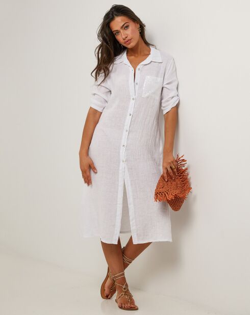 Manon weißes Kleid aus 100% Leinen