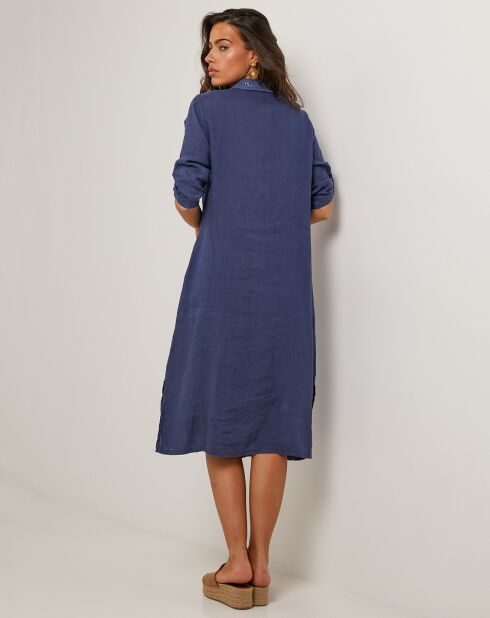 Robe 100% Lin Manon bleu marine