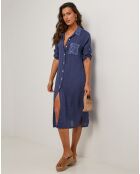 Robe 100% Lin Manon bleu marine
