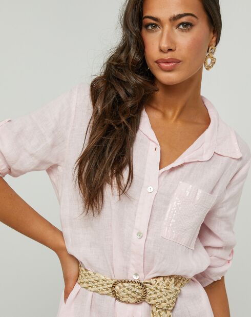Robe 100% Lin Manon rose