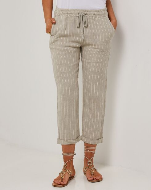 Beigefarbene Hose Marie aus 100% Leinen
