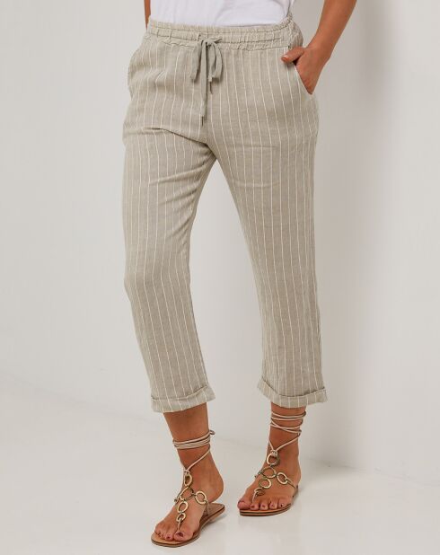 Beigefarbene Hose Marie aus 100% Leinen