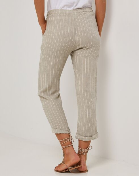 Beigefarbene Hose Marie aus 100% Leinen