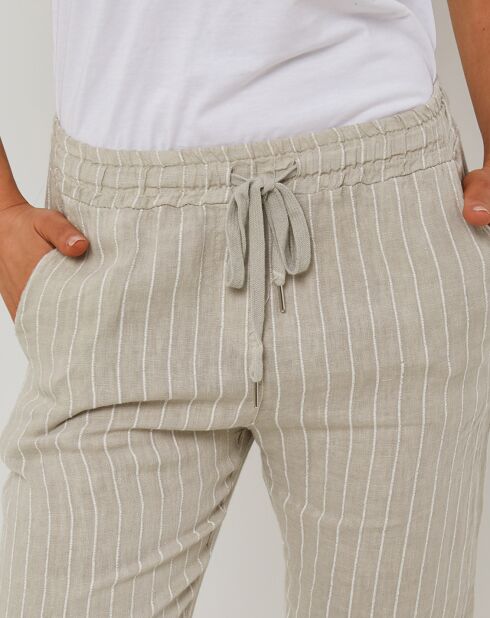 Beigefarbene Hose Marie aus 100% Leinen