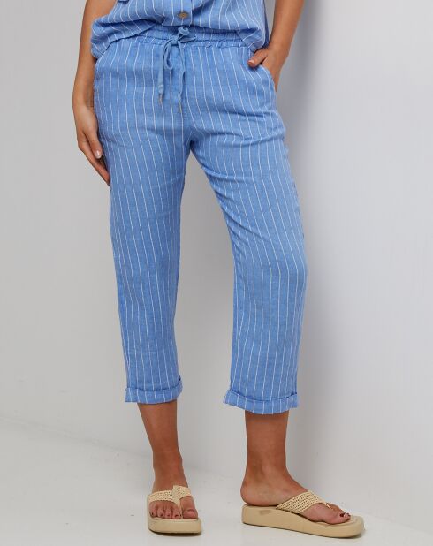 Pantalon 100% Lin Marie bleu indigo