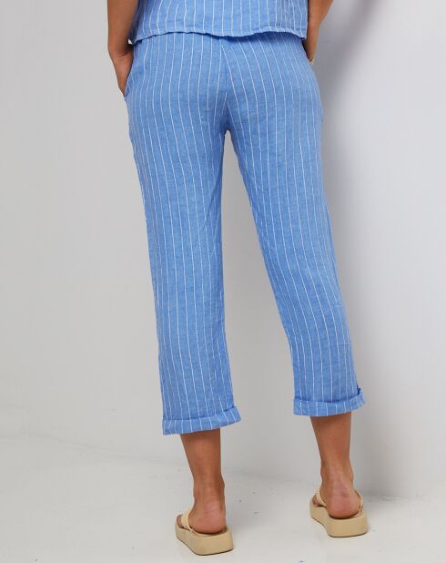 Pantalon 100% Lin Marie bleu indigo