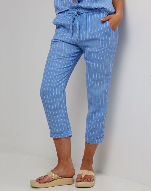 Pantalon 100% Lin Marie bleu indigo