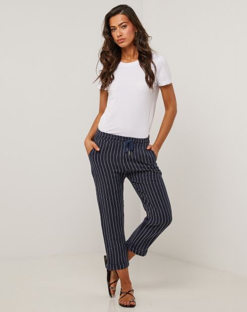 Marineblauwe broek van 100% linnen Marie