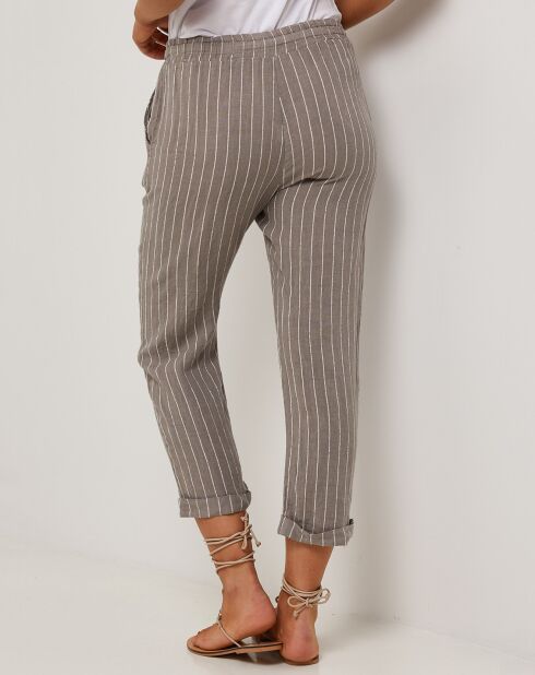 Marie taupe broek van 100% linnen